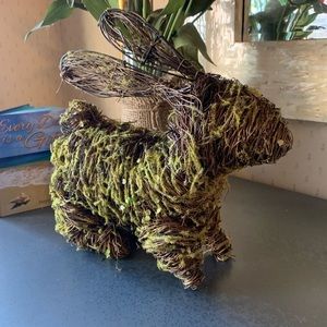Rustic Mossy twig, GRAPEVINE Easter Bunny RABBIT. Grapevine and Green moss.